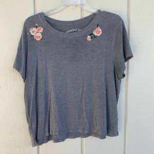 Aeropostale Grey Embroidered Girl Tee
